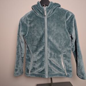 Lands' End Girls Soft Blue Teddy Fleece Hoodie Size L (10-12)